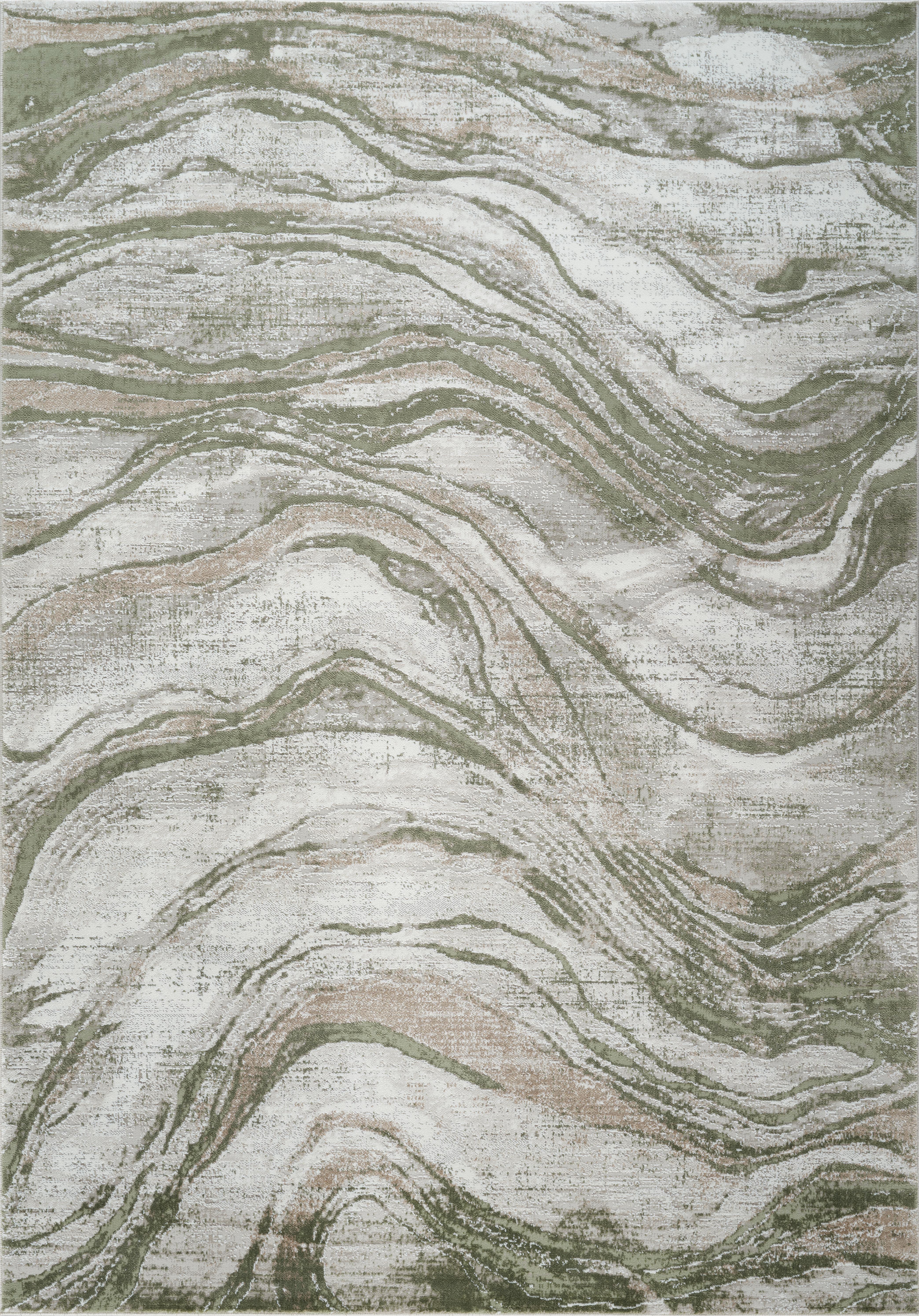 Merry MR108A Cream Green area rug top view