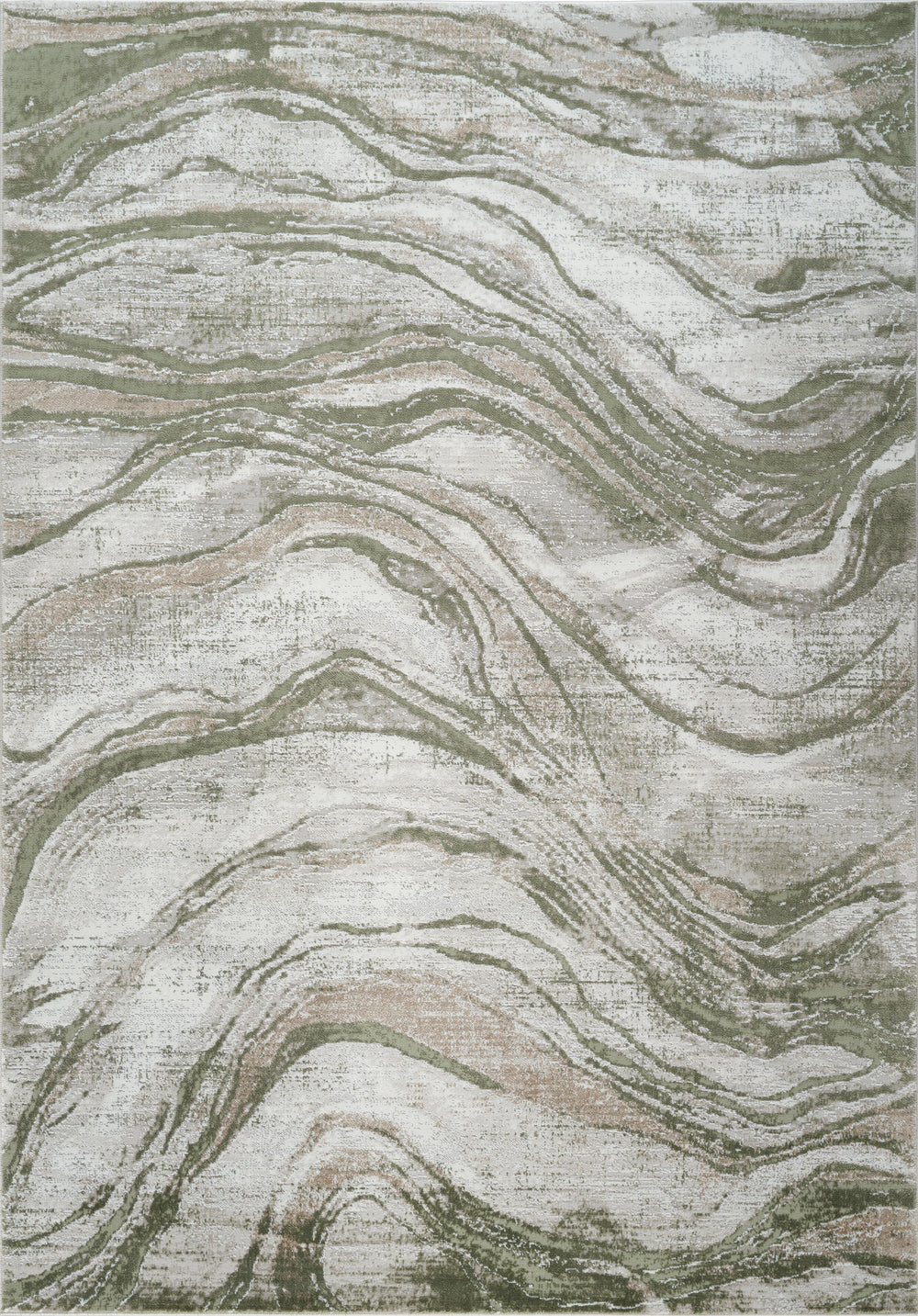 Merry MR108A Cream Green area rug top view