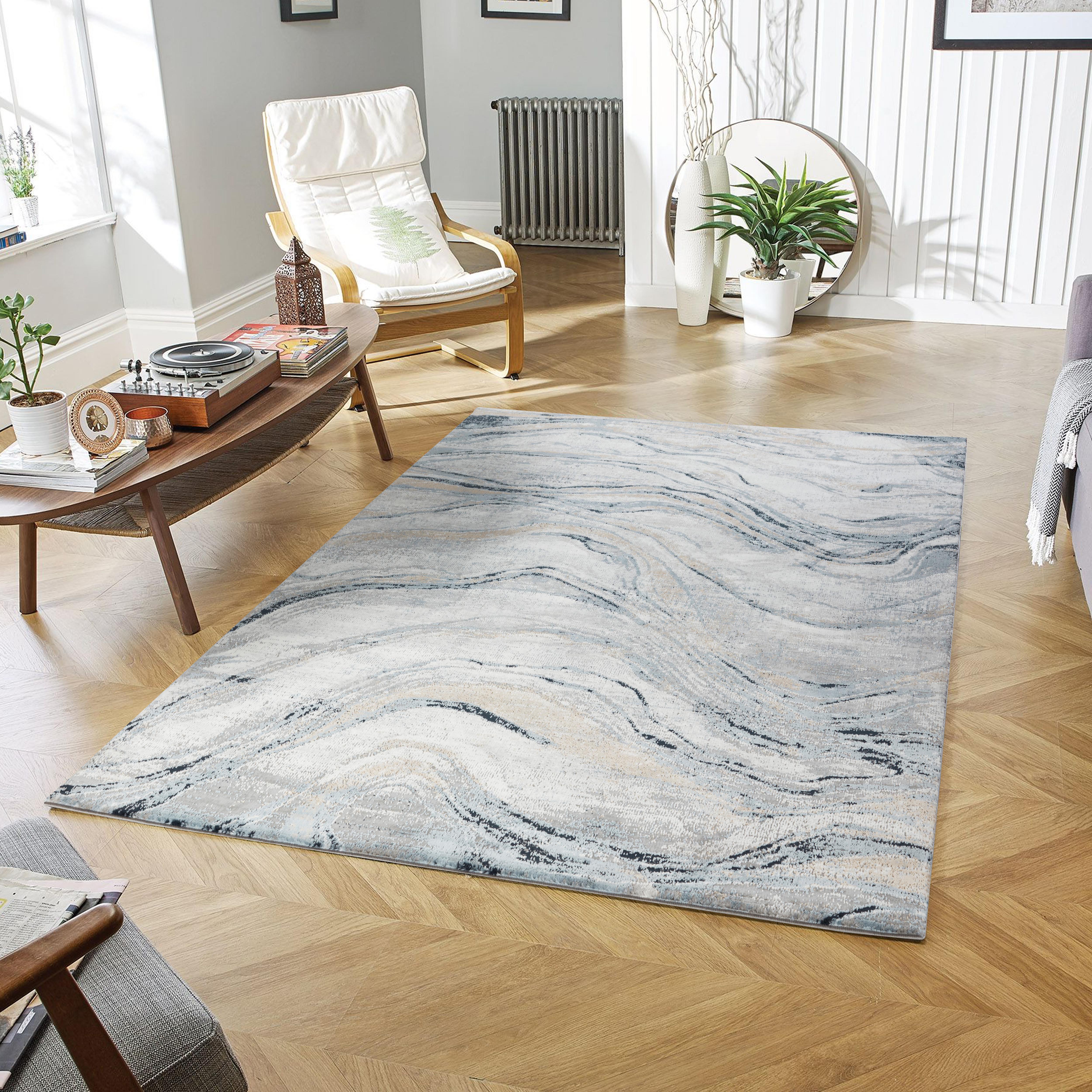 Merry MR108A Area Rug Grey/Navy