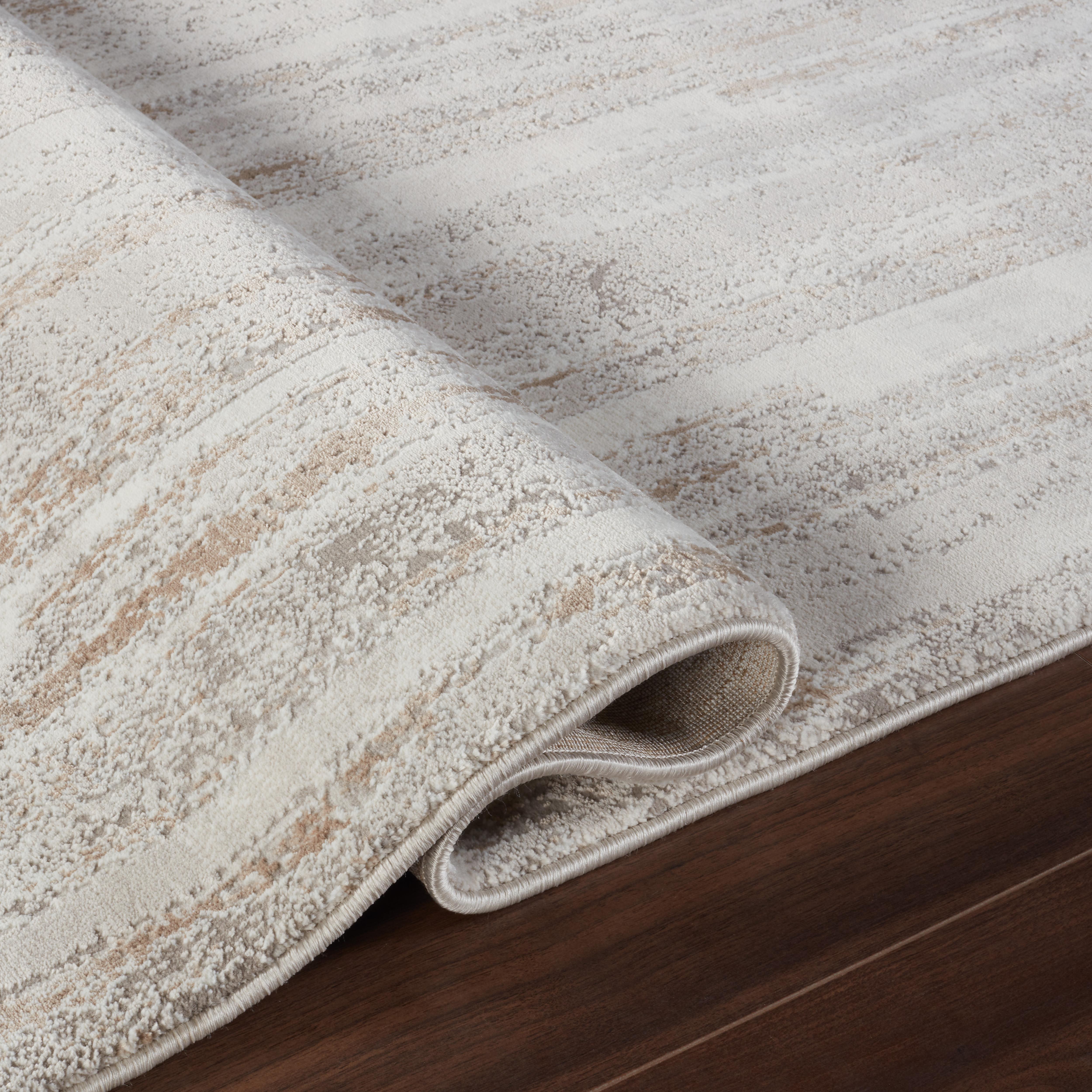 Modern Abstract Concentric Rectangle Cream & Gold Area Rug, Runner & Round Rug – MR246A Cream/Gold