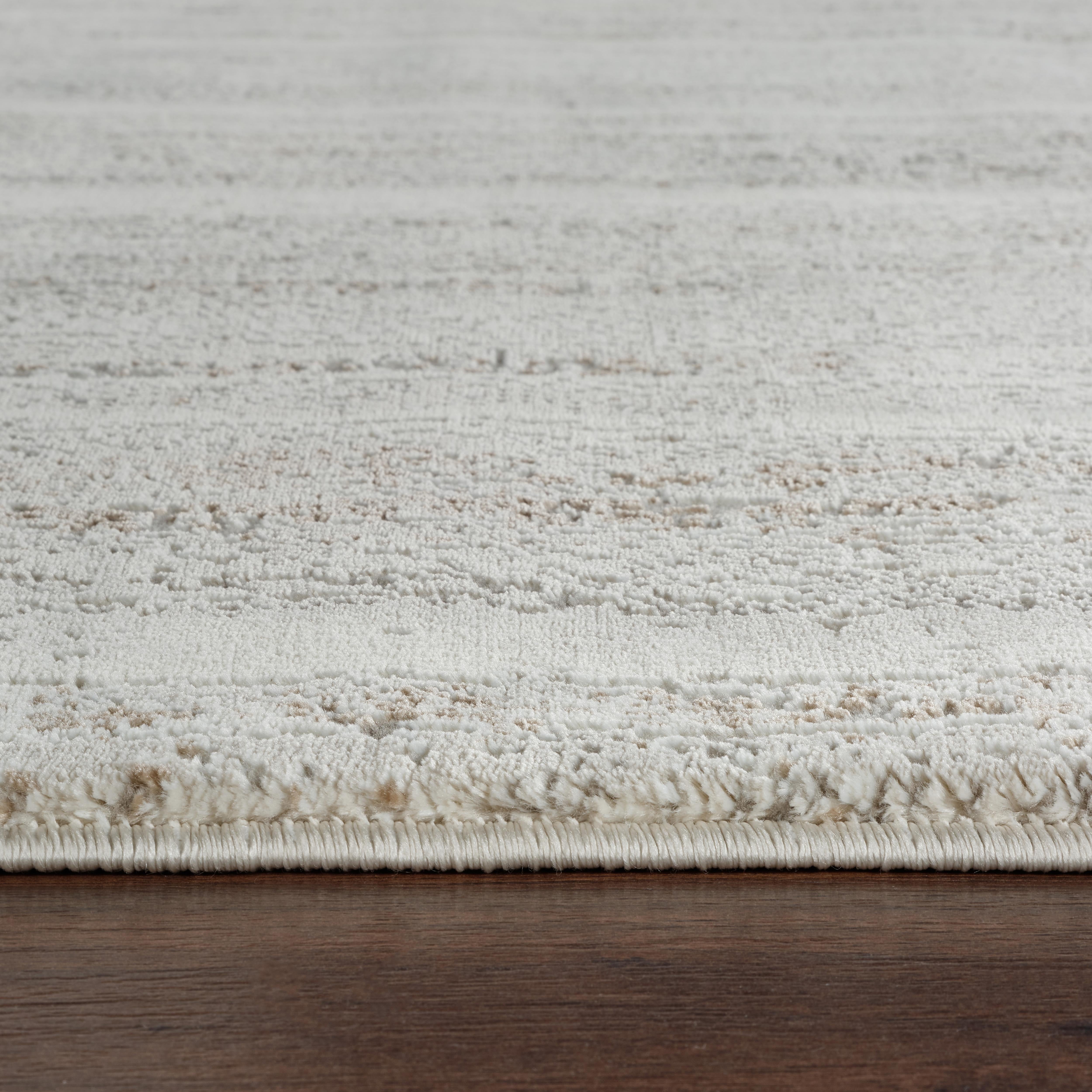 Modern Abstract Concentric Rectangle Cream & Gold Area Rug, Runner & Round Rug – MR246A Cream/Gold