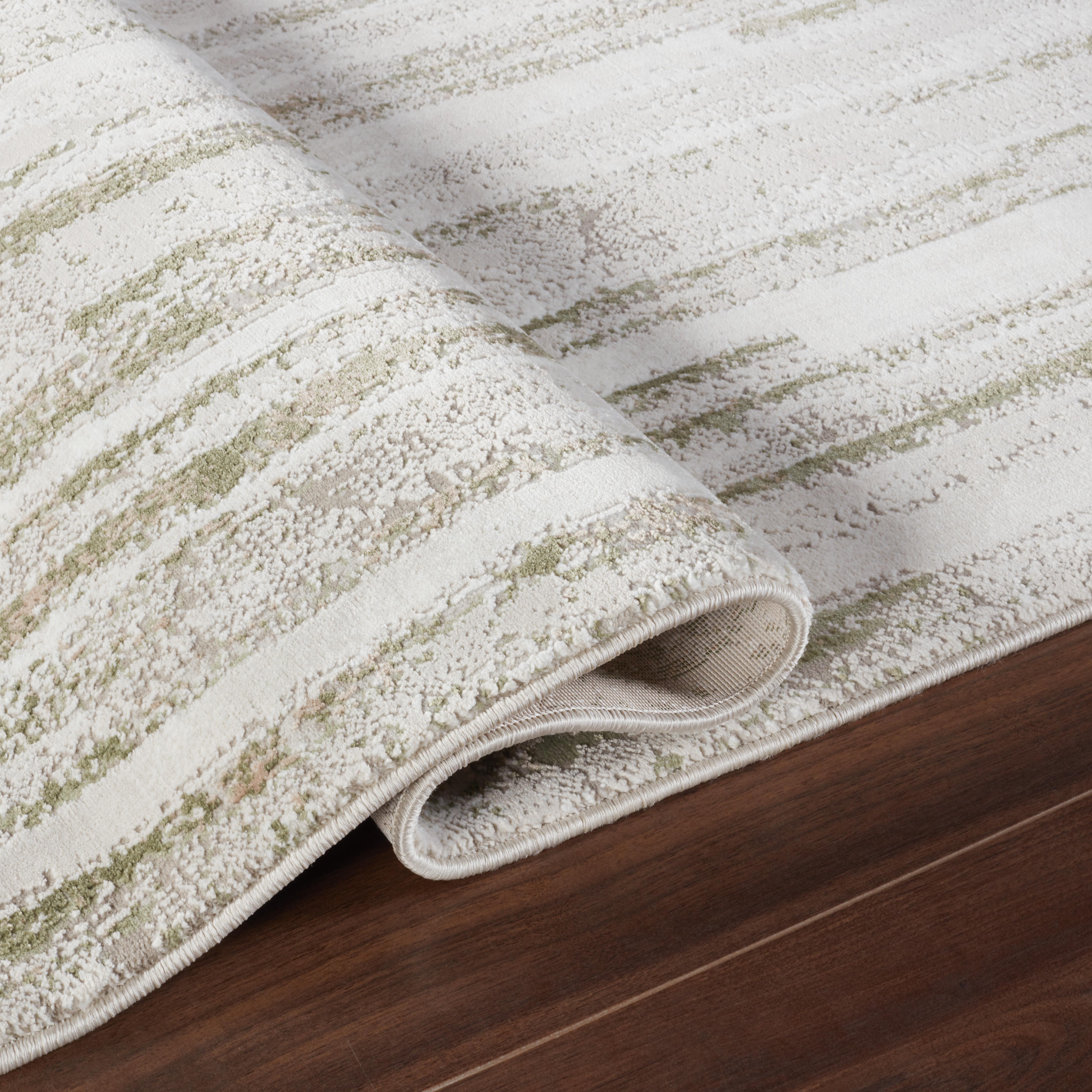 Modern Abstract Concentric Rectangle Cream & Green Area Rug, Runner & Round Rug – MR246A Cream/Green