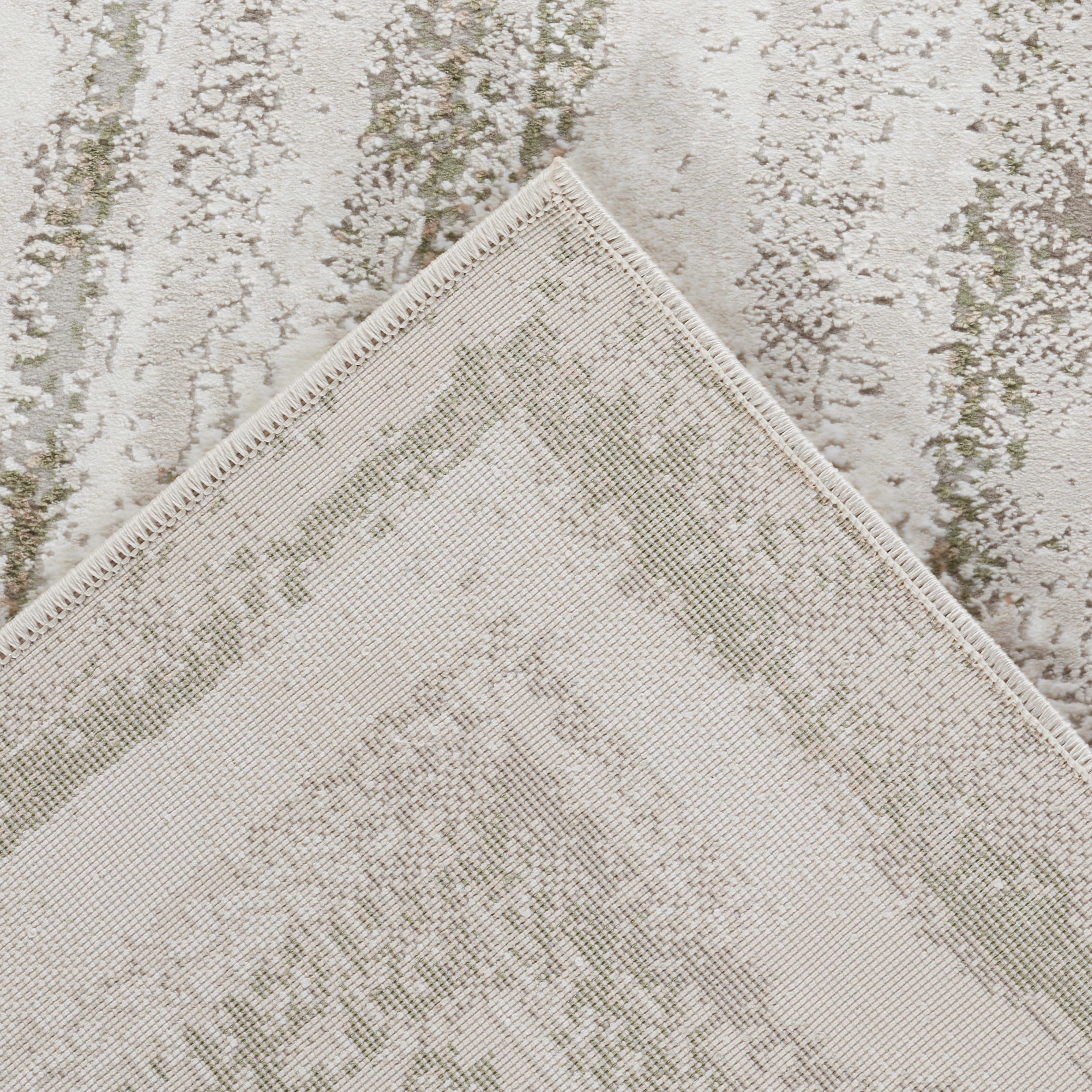 Modern Abstract Concentric Rectangle Cream & Green Area Rug, Runner & Round Rug – MR246A Cream/Green