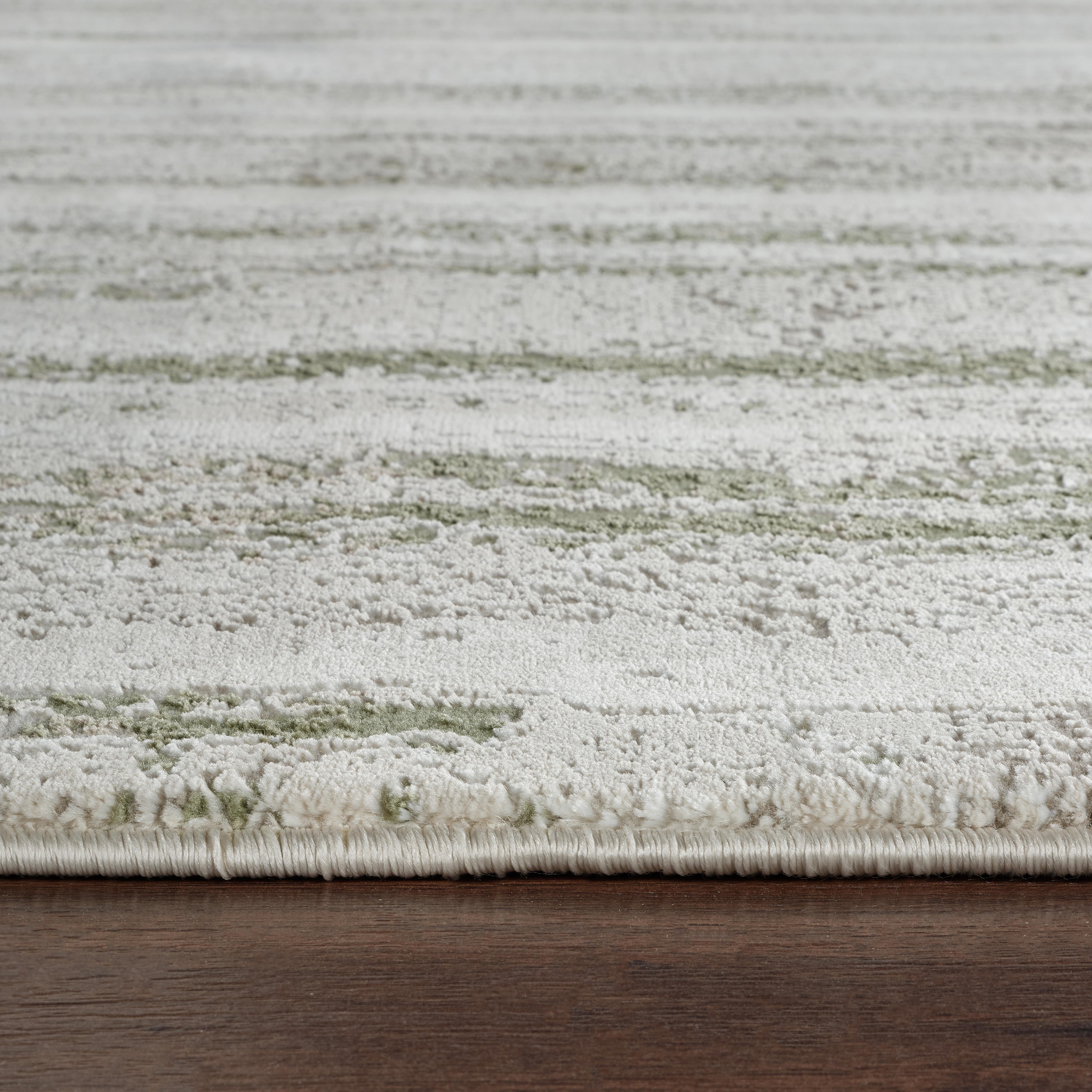Modern Abstract Concentric Rectangle Cream & Green Area Rug, Runner & Round Rug – MR246A Cream/Green