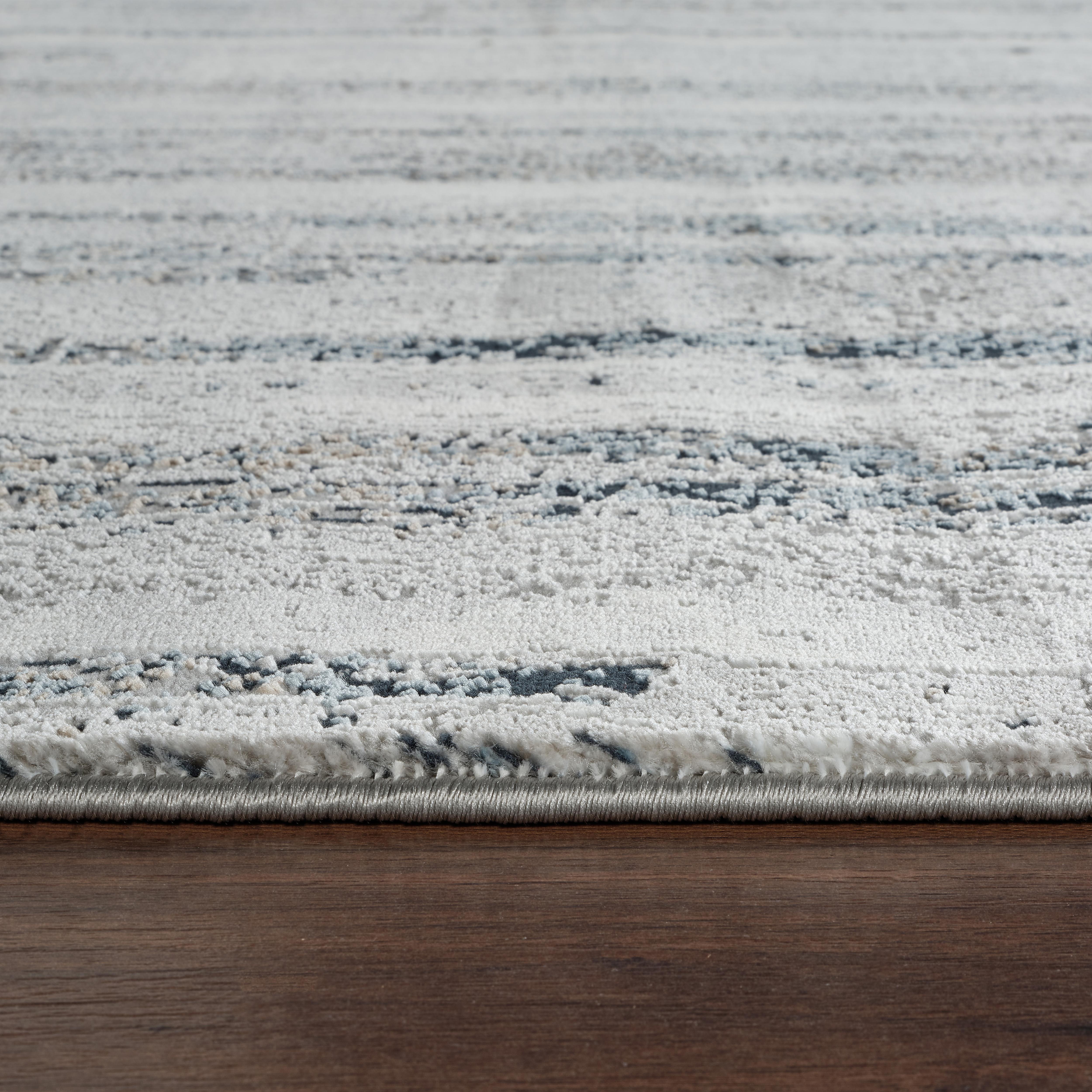 Modern Abstract Concentric Rectangle Grey & Navy Area Rug, Runner & Round Rug – MR246A Grey/Navy