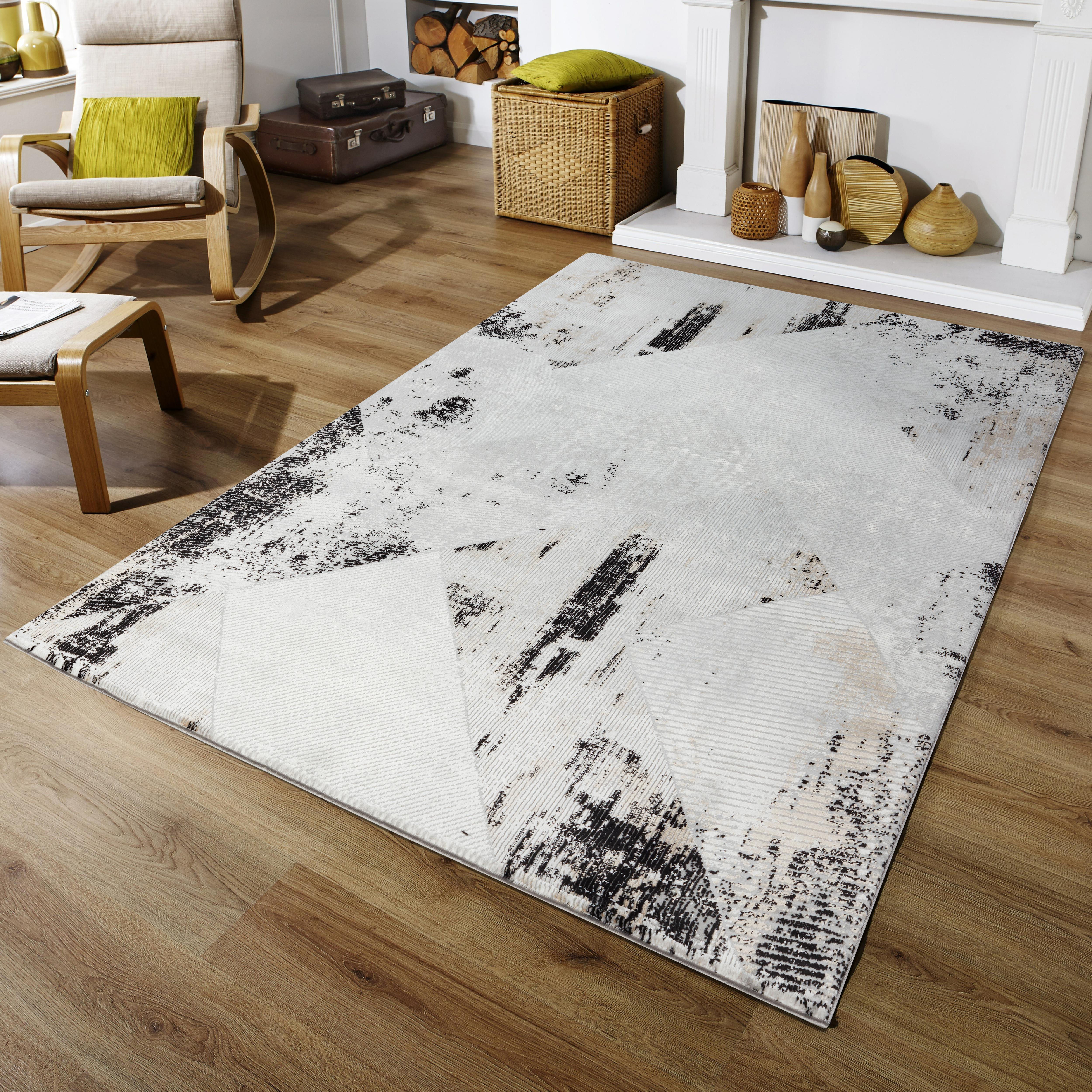 Merry MR393 Area Rug Grey Black