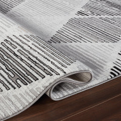Modern Geometric Harlequin Diamond Grey & Black Area Rug, Runner & Round Rug – MR445 Grey Black