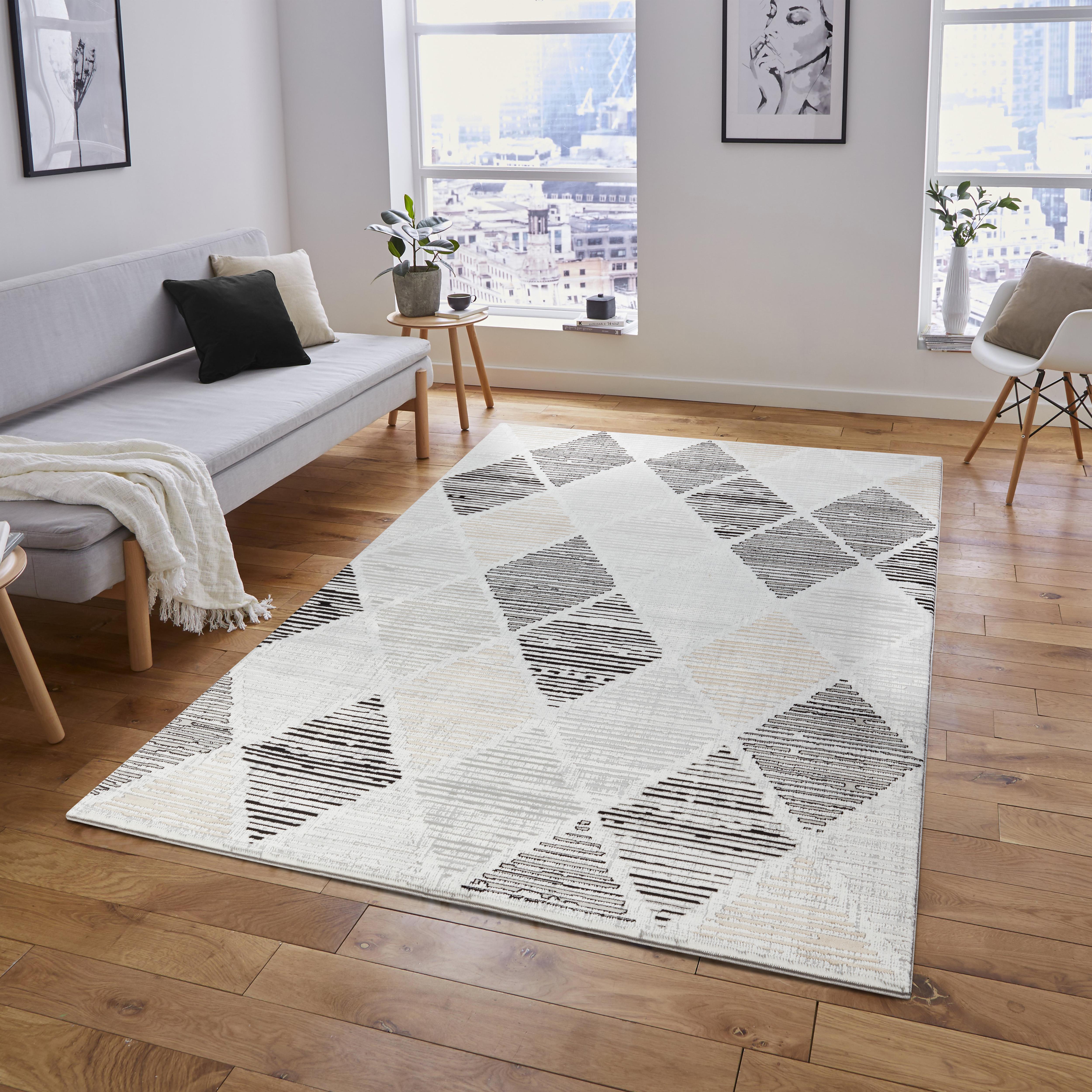 Merry MR445 Area Rug Grey Black