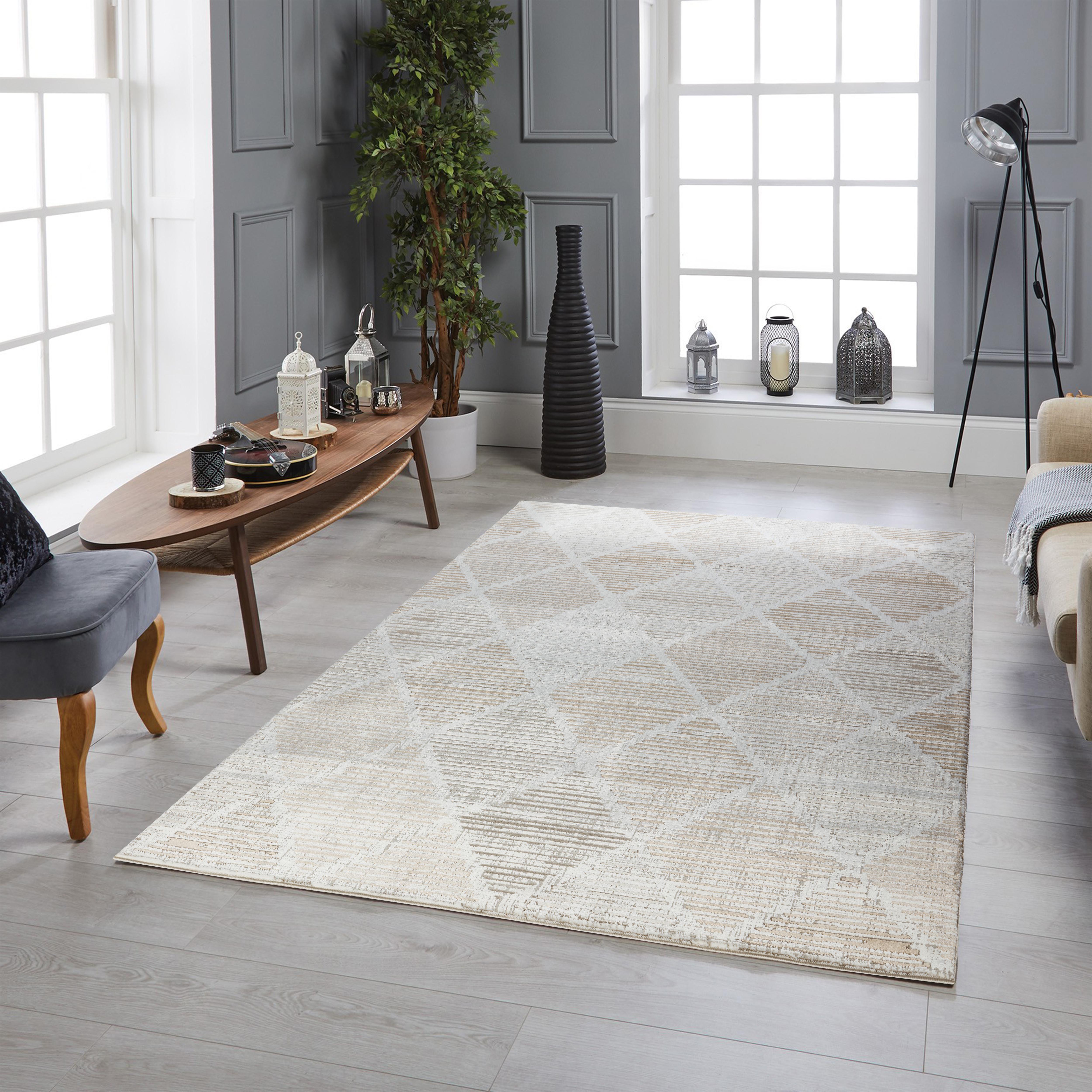 Merry MR445 Area Rug Cream Brown