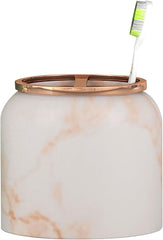 Resin Toothbrush Holder | Compact Multi-Slot Holder for Toothbrushes,Razors & Makeup Accessories | Copper Finish