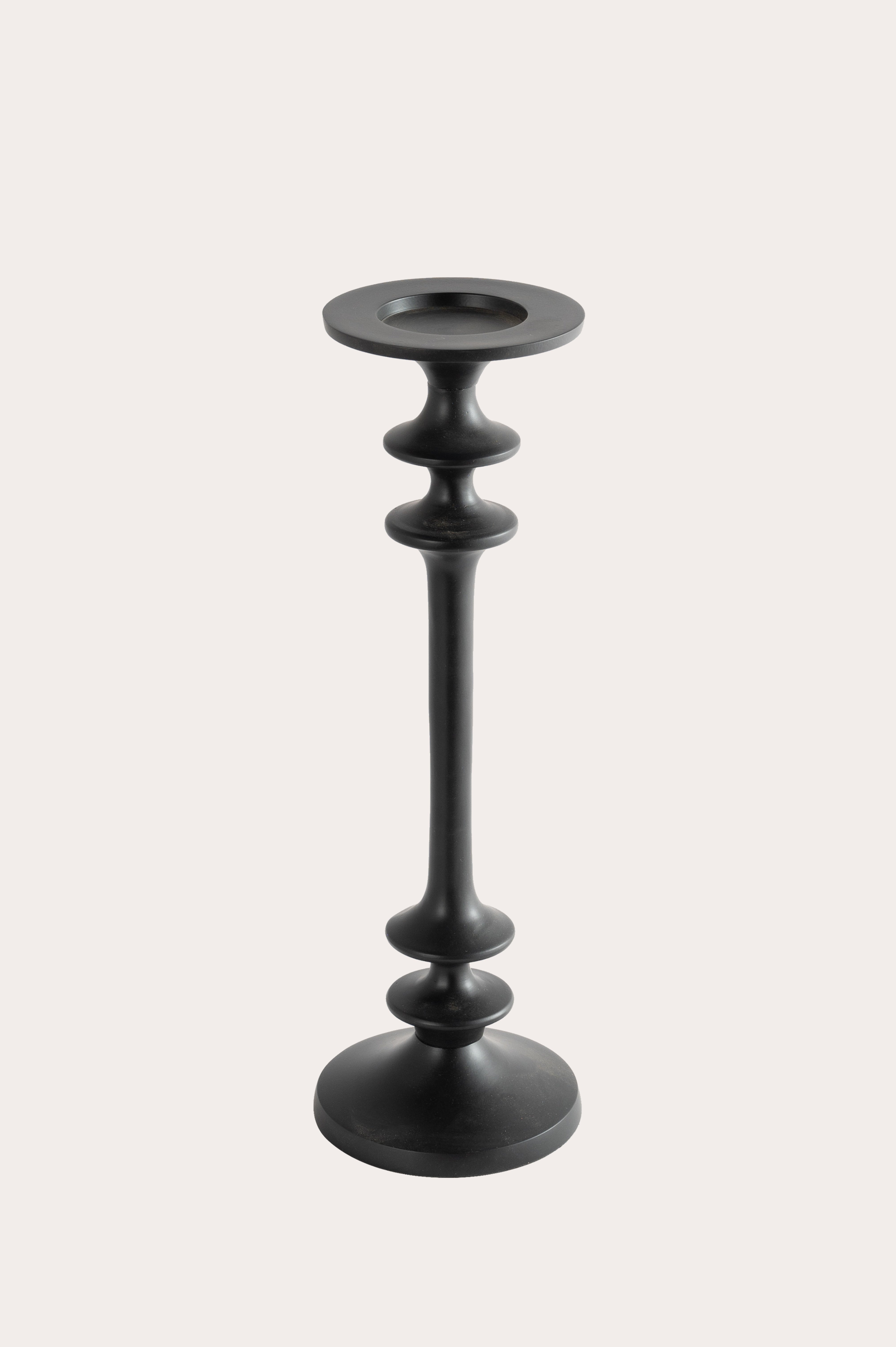 Classic Tall Black Aluminum Candle Holder for Table Decor, 14 Inches