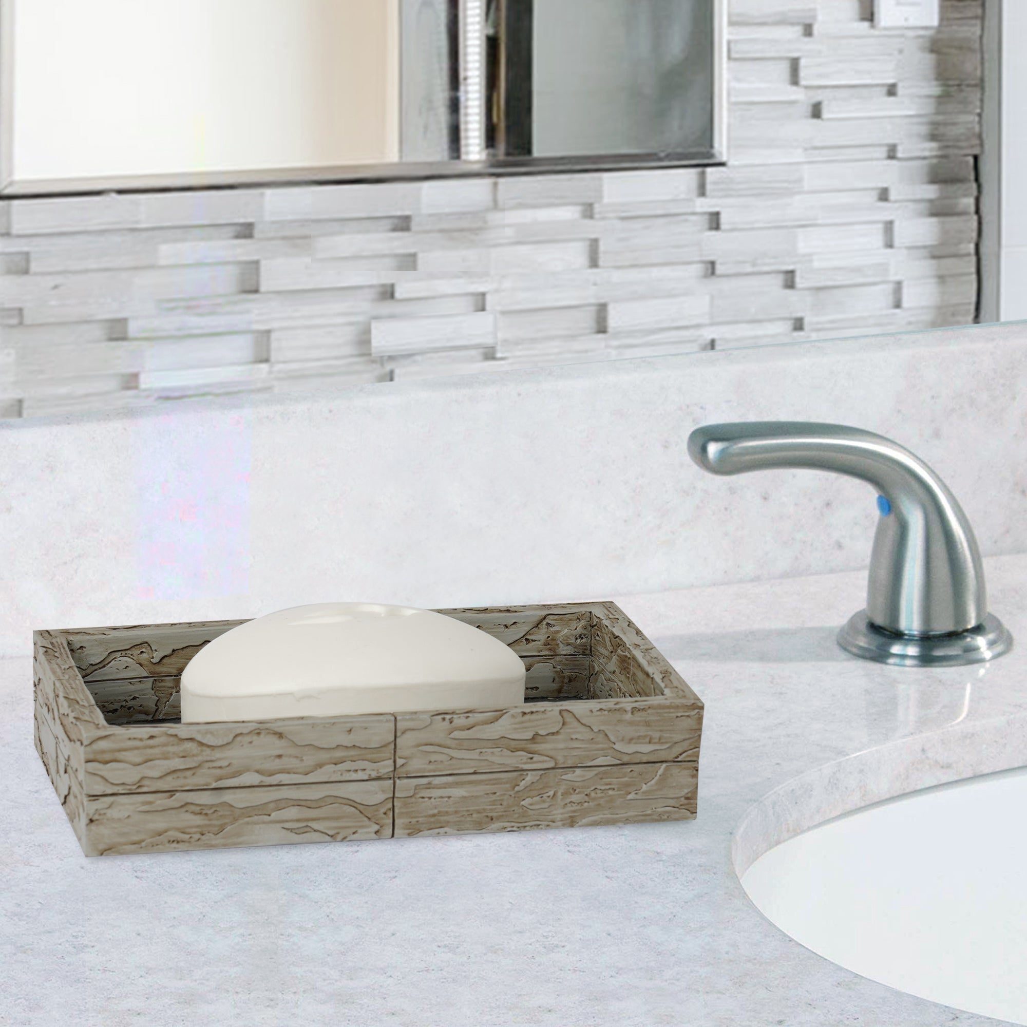 Soap Dish for Bathroom Counter,Shower & Kitchen | Antique Stone Finish