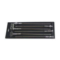 Stainless Steel Skewers with Metal Handle Set of 6 | 17 Inch Long | Skewers For Grilling | Shiny Finish.