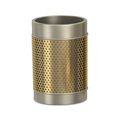 Stainless Steel Bathroom Tumbler Cup | Decorative Rinse Cup,Drinking Glass,Toothbrush & Makeup Brush Holder for Vanity Countertops,Sink & Desk | Pewter/Gold