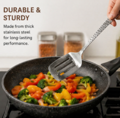 Stainless Steel Kitchen Tool Set of 5 | Slotted Spoon, Slotted Turner, Solid Spoon, Ladle & Skimmer | Shinny Finish