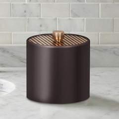 Selma Stainless Steel Vanity Jar  | Stylish Storage for Cotton Swabs,Sponges & Bath Salts  | Decorative Canister for Bathroom,Bedroom | Copper & Orb