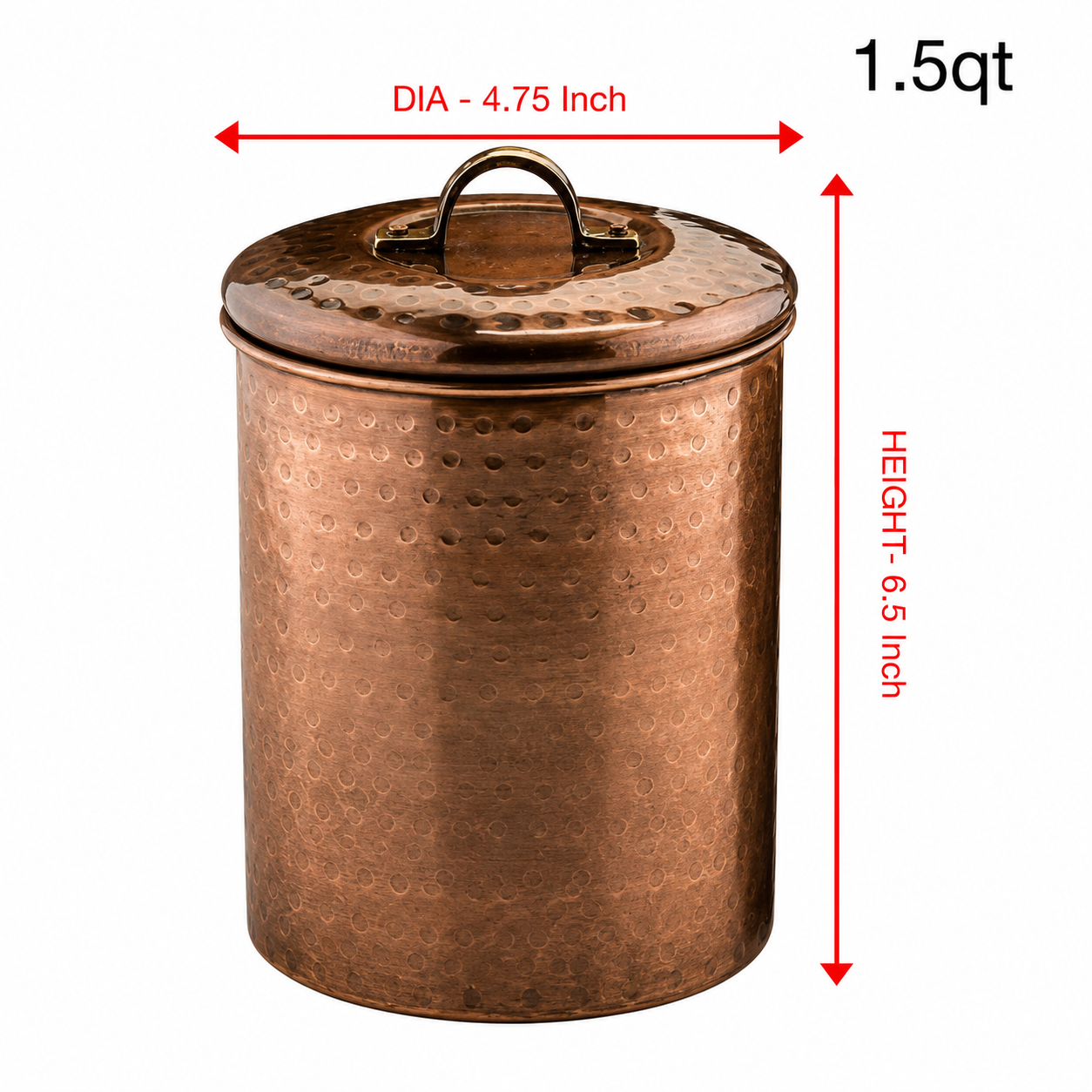 Stainless Steel Kitchen Canister | Hammered Antique Copper Finish | Beautiful Food Storage Container for Kitchen Counter, Tea, Sugar, Coffee, Caddy, Flour Canister with Rubber Seal Lid