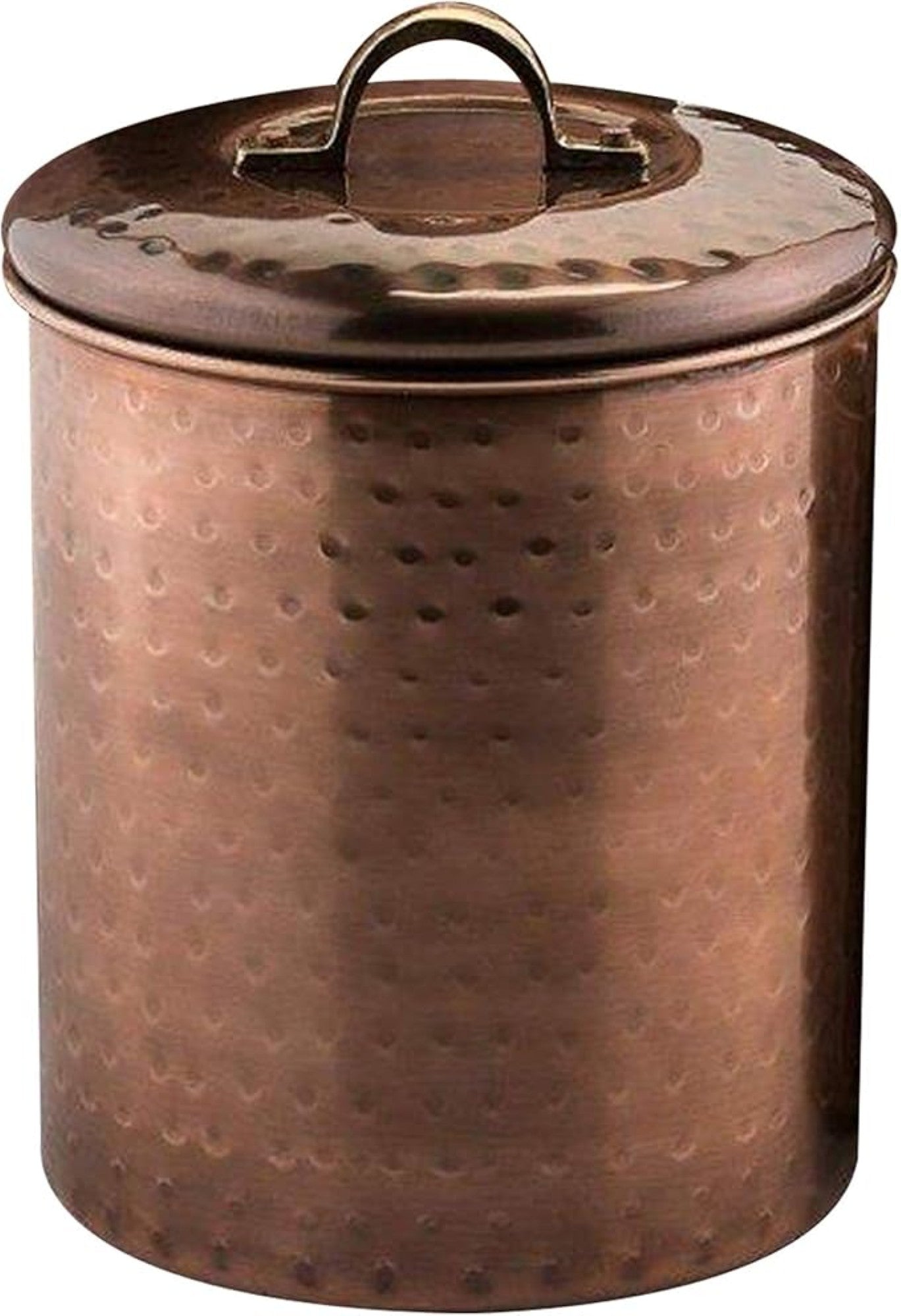 Stainless Steel Kitchen Canister | Hammered Antique Copper Finish | Beautiful Food Storage Container for Kitchen Counter, Tea, Sugar, Coffee, Caddy, Flour Canister with Rubber Seal Lid