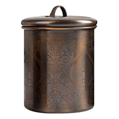 Stainless Steel Canister with Rubber Seal Lid |  Etched Antique Copper | 2 QT  | Beautiful Food Storage Container for Kitchen Counter, Tea, Sugar, Coffee, Caddy, Flour Canister
