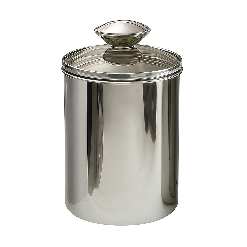 Stainless Steel Food Storage Container with Tempered Glass Lid For Kitchen Counter, Coffee, Tea, Nuts | Shiny Mirror Finish