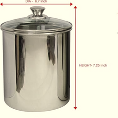 Stainless Steel Food Storage Container with Tempered Glass Lid For Kitchen Counter, Coffee, Tea, Nuts | Shiny Mirror Finish