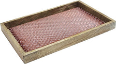 Wood & Aluminum Embossed Vanity Tray, 13", Copper Finish