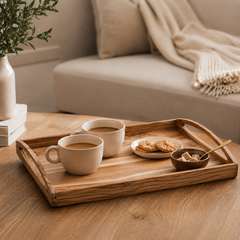 Handmade Teak Wood Serving Tray 18x11" | Rectangle Wooden Tray