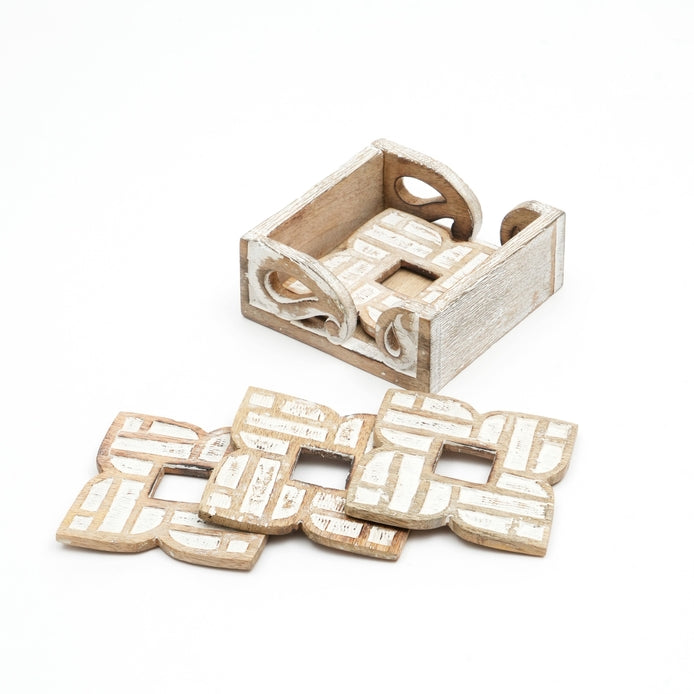 Wooden Coasters for Home & Office Use | Set of 4 | Stylish Drink Coasters