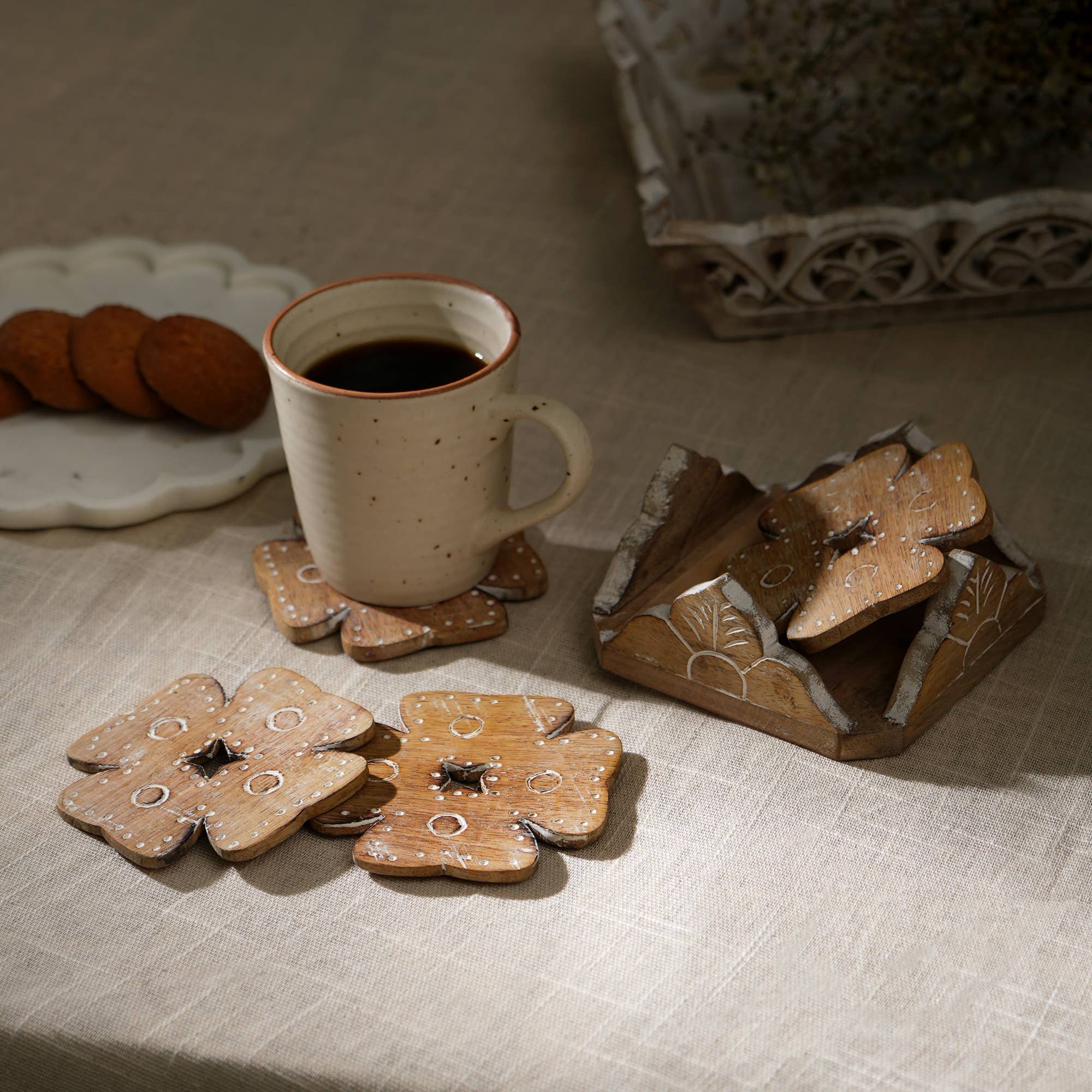 Wooden Coasters for Home & Office Use | Set of 4 | Stylish Drink Coasters