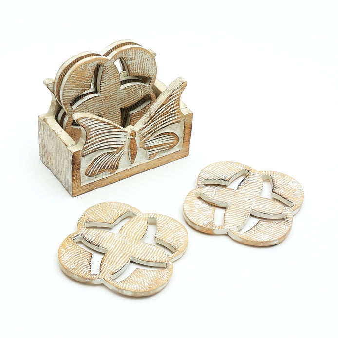 Wooden Coasters for Home & Office Use | Set of 4 | Stylish Drink Coasters