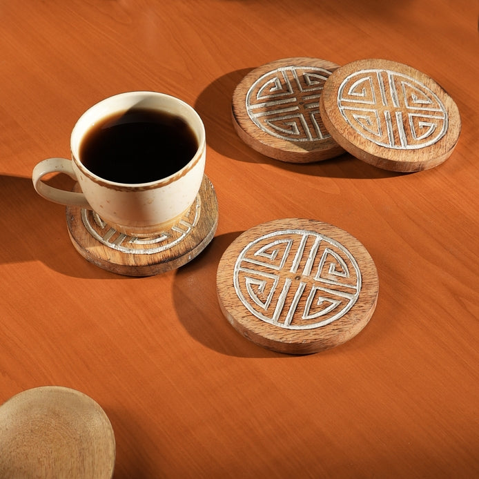 Wooden Coasters for Home & Office Use | Set of 4 | Stylish Drink Coasters