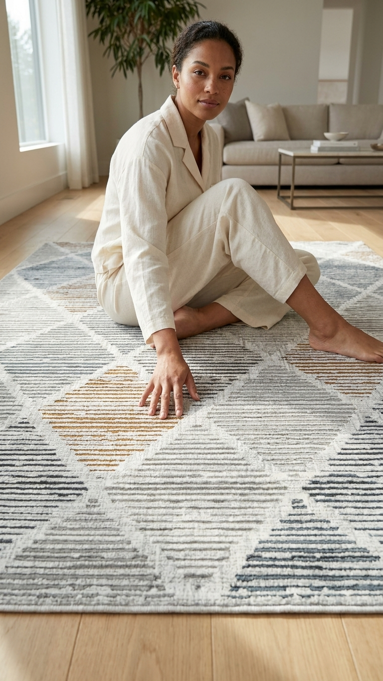 Merry MR445 Multi rug styled in a room