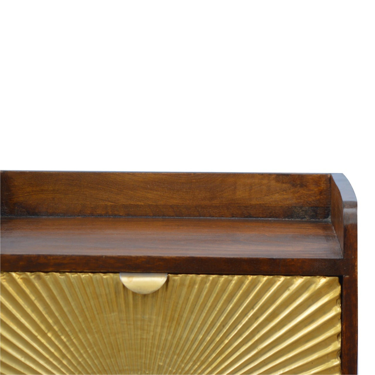 Solid Wood Manila Gold Nightstand, 1 Drawer, 1 Open Slot, Dark Brown