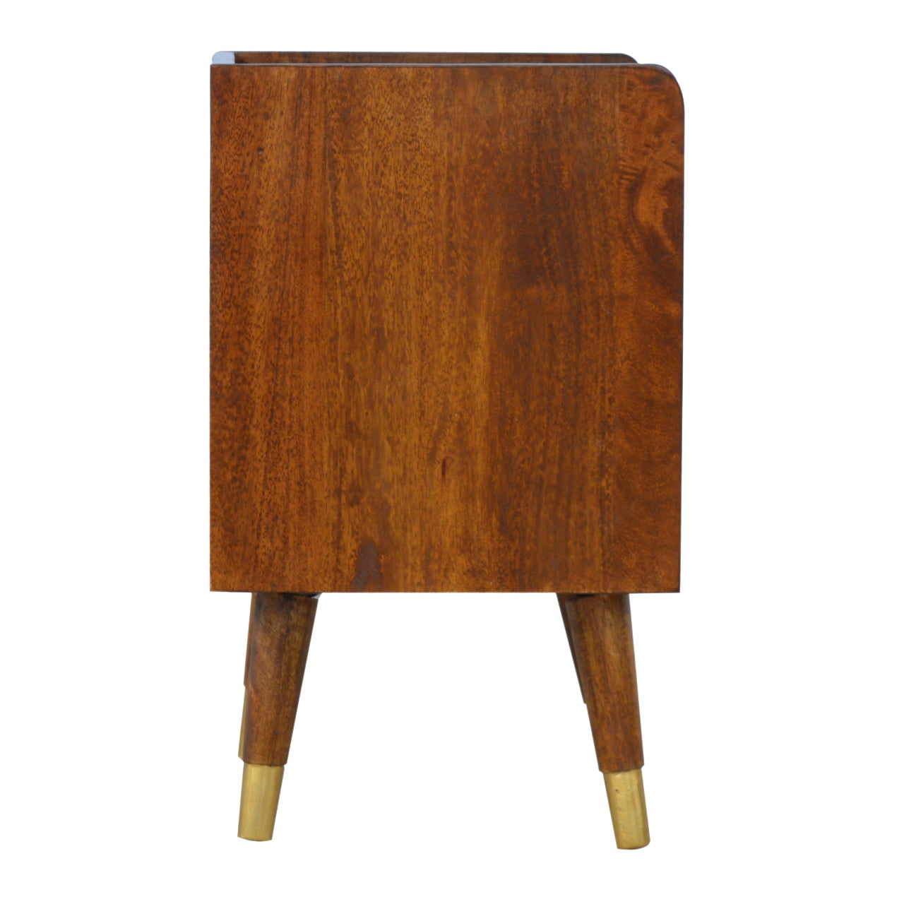 Solid Wood Manila Gold Nightstand, 1 Drawer, 1 Open Slot, Dark Brown