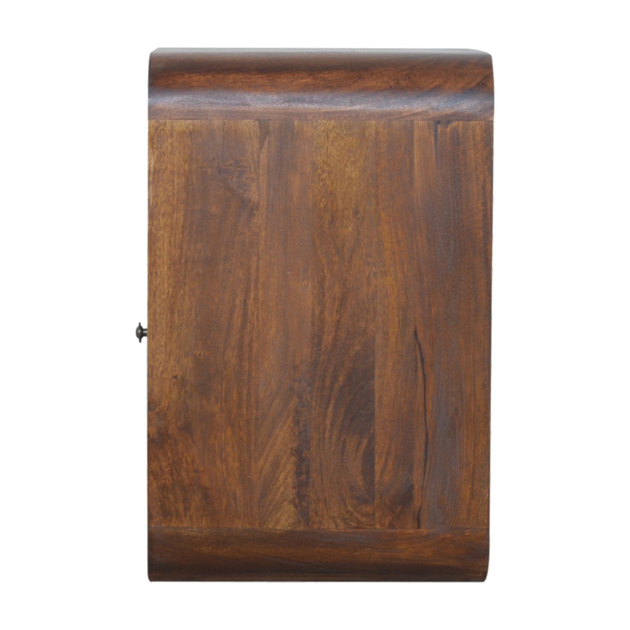 Solid Wood Chestnut Curved Edge Nightstand, 1-Drawer, 2 Open Slots, Brown